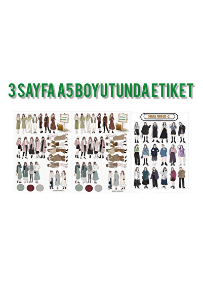 baddin aksesuar 3 Sheets Transparent Sticker Street Fashion Bddn Journal Üz
