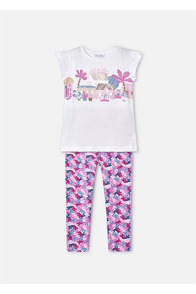MAYORAL Tricou pentru fete, jambiere, set de 2, violet 3797