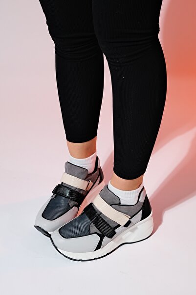 LuviShoes BERGE Ice Black női tépőzáras Wedge Sole sportcipő