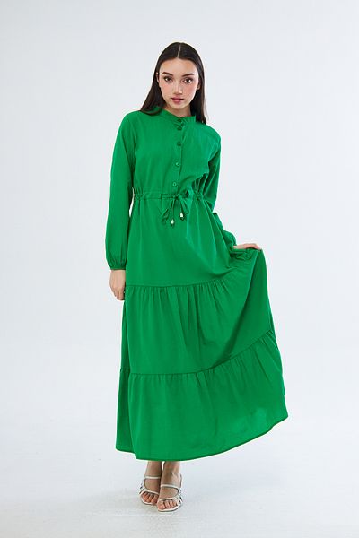 brako tekstil Women's Front Button-Buttoned Righteous Lapel Folded Dress