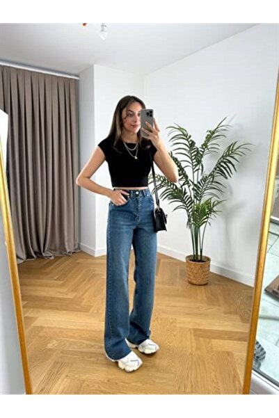 MADAME MELEK Brand Blue Jeans Denim Trousers Strai?ght Jean