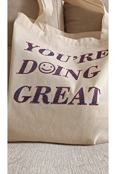 BARBARSHCA حقيبة كتف رائعة من القماش الخام مزينة بأحجار الكريستال