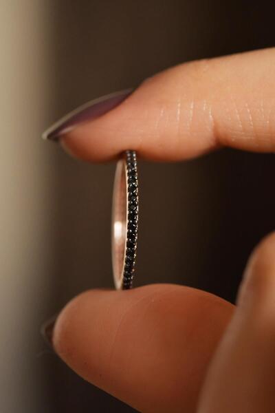 Erdobia Oniks Taşlı Rose Minimal Tamtur Gümüş Yüzük