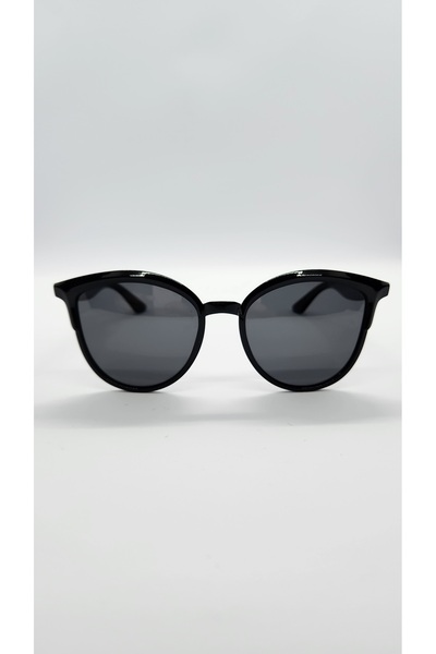 latte Yuvarlak Model Geniş Ekranlı Siyah Kadın Güneş Gözlüğü