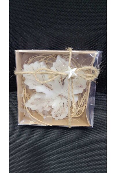 esdekor Karton Kutulu Hasırlı Ipli Yıldızlı Sonbahar Yaprak Mum 10x10x3cm Süs...