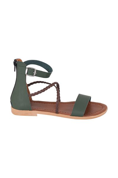Moosefield Genuine Leather Green Women's Sandals