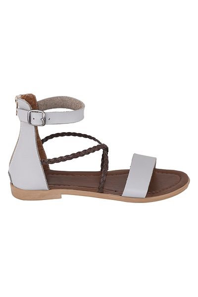 Moosefield Genuine Leather Gray Women's Sandals