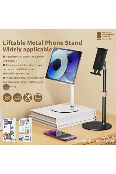 Asfal Metal, Yükseklik ve Açı Ayarlı Masaüstü Telefon ve Tablet Tutucu Taşınabilir Tablet, Telefon Standı