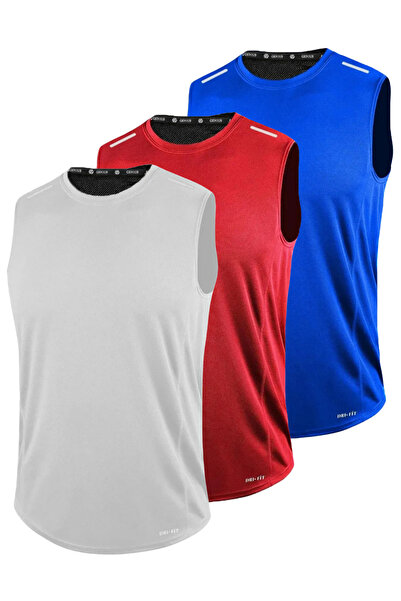 GENIUS STORE Ανδρικό μπλουζάκι με μηδενικά μανίκια 3 Pack Τεχνική απόδοση Γρή...