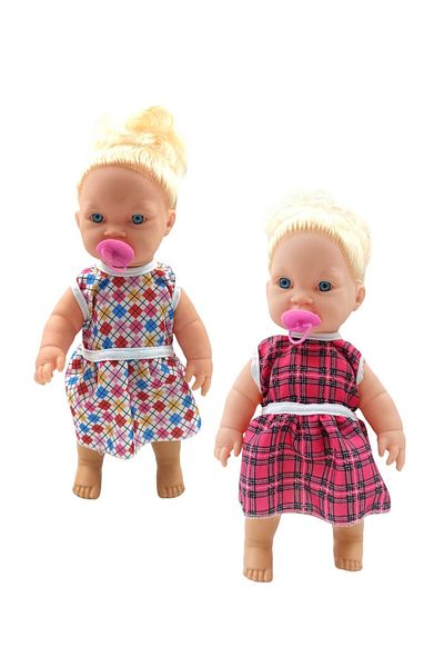 PopŞeker Blue Eyed Blonde Crying and Talking Toy Meat Doll with Pacifier (35cm)