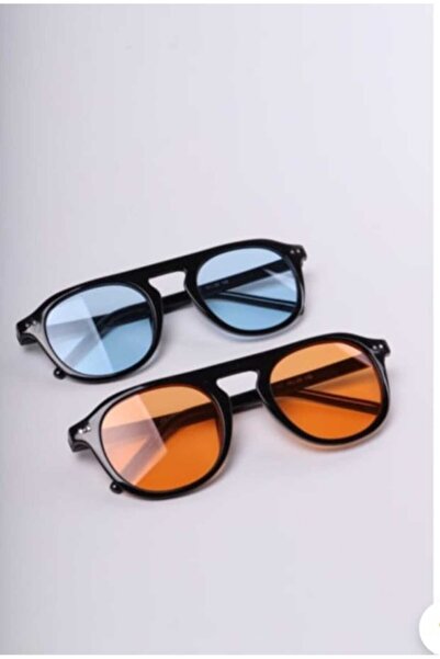 KAMPANİX SET OF 2 NEW SEASON DAILY ORANGE-BLUE GLASS UNISEX TREND SUN GLASSES
