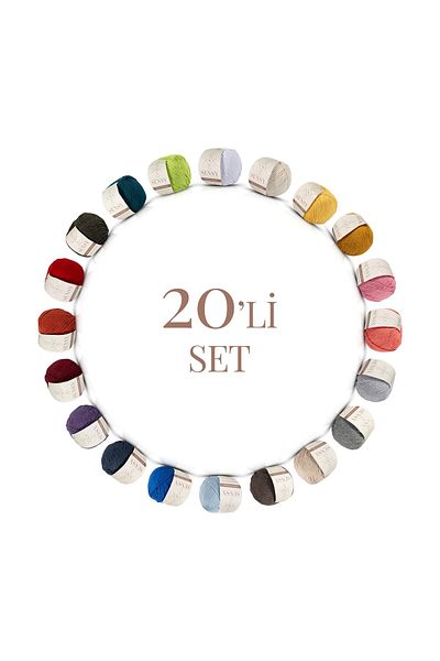 SENSY Set de 20 bucăți premium de 50 gr pentru amigurumi și ață dentară din bumbac pentru bebeluși20