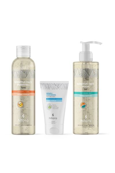 Hillora Onarıcı Ve Nemlendirici Yüz Bakım Kremi + Arındırıcı Tonik + Yüz Yıka...