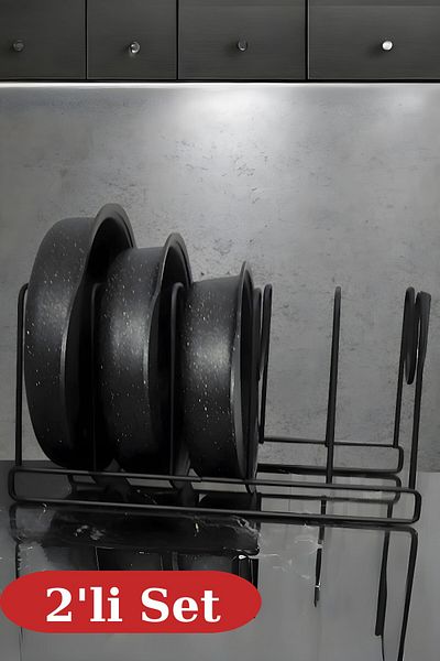 Kitchen Store Pan Plate And Lid Organizer Rack Kitchen Cabinet Wire Cookware Pans Frying Sauce Pan and Container