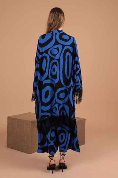 RICHMOST Geometric Pattern Detailed Women's Suit with Long Sleeves and Shawl Collar Viscose Fabric 2 Pieces Saks Summer/Spring