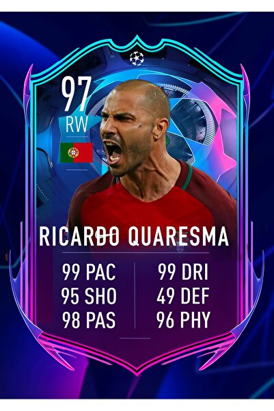 512 STORE Ricardo Quaresma Fut Card Temalı Duvar Poster 30x42 Cercevesiz
