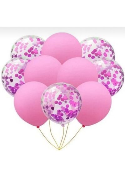 Yogi parti Transparent Balloon set with pink confet 10 pcs