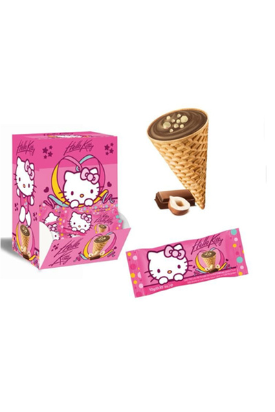 Hello Kitty Lisanslı Hello Kitty Mini Kornet Çikolatalı Gofret 10GR 50 Adet