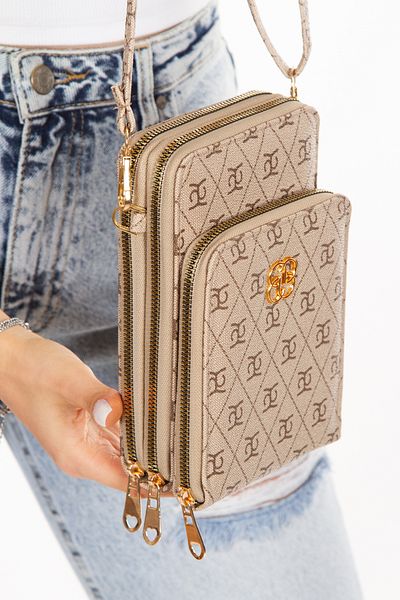 Newish Women's Patterned Functional Cross Shoulder Bag with Phone Compartment and Adjustable Shoulder Strap