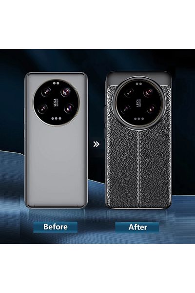 m.tk moveteck حافظة هاتف Xiaomi Mi 14 Ultra مع مظهر جلدي بارز وكاميرا ناعمة غير لامعة من السيليكون الناعم الفاخر