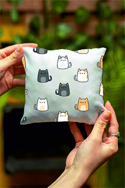 Teknograf Kedi Tasarımlı Dekoratif Mini Yastık