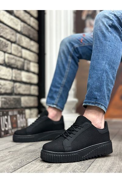 BOA BA0803 BOA High Black Sole Knitwear Black Men's Shoes