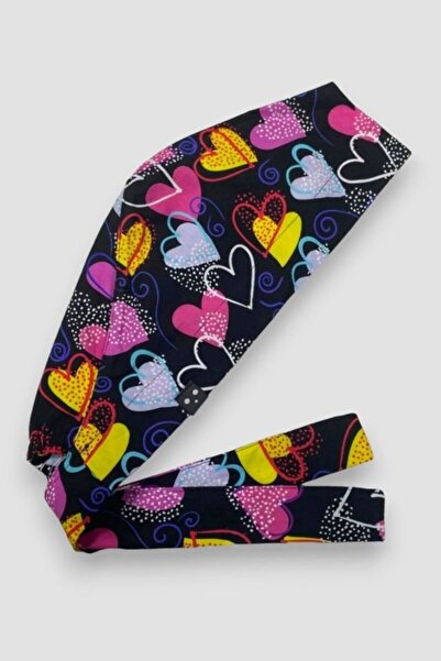 Owlet Medikal Kalp Desenli Siyah Cerrahi Tesettür Bone