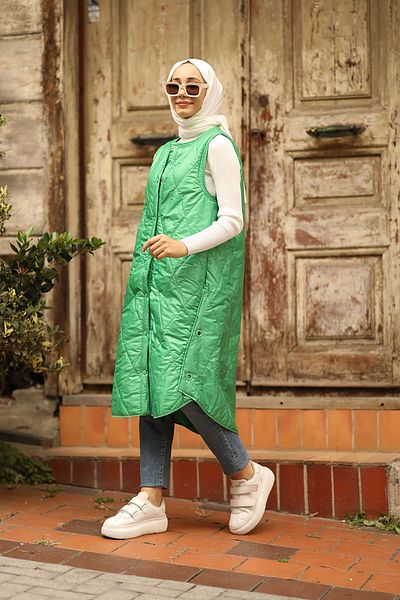 TUĞRA CENTER Women's Baklava Pattern Araboy Vest-green