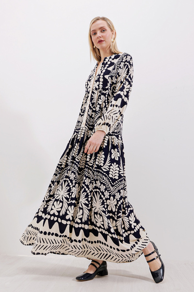 Bigdart 2423 Authentic Patterned Dress - F. Black