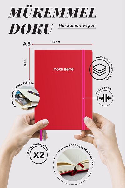 Victoria's Journals Nota Bene Premium Hard Cover Notebook, 14.8x21 cm, Ruled