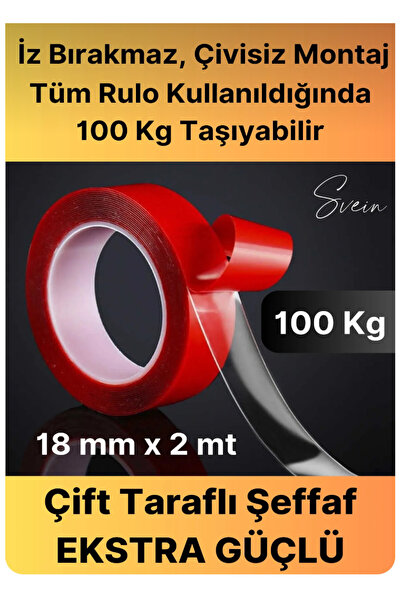 Genel Markalar AKRİLİK SİLİKON BANT ŞEFFAF ÇİFT TARAFLI ÇOK AMAÇLI EXTRA GÜÇL...