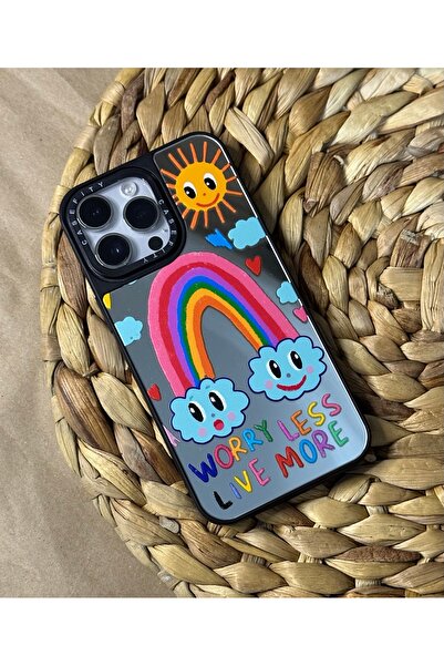 Iphone 14 Pro Max (6.7 inch) Compatible Casefity Mirror Case Happy Rainbow Patterned Premium Cover