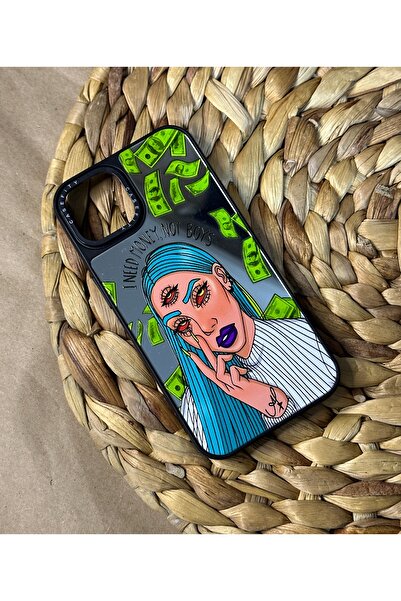HYPERSOFT Iphone 11 (6.1 inç) Uyumlu Casefity Aynalı Kılıf Need Money Slogan Desenli Premıum Kapak
