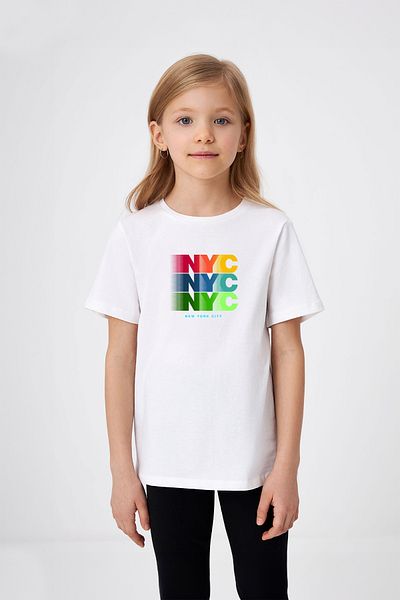 ADABEBEK Tricou pentru fetiță cu imprimeu colorat NYC New York