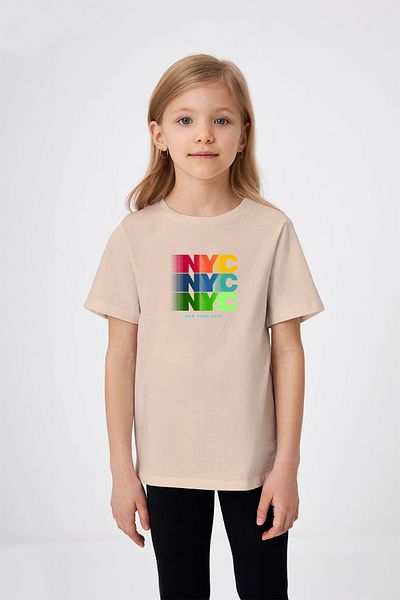 ADABEBEK Πολύχρωμο εμπριμέ μπλουζάκι NYC New York για κορίτσια