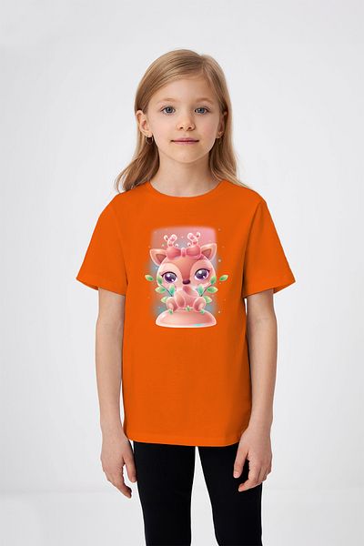 ADABEBEK Little Gazelle Printed Girl's T-Shirt