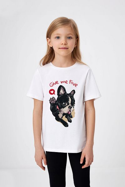 ADABEBEK Give Me Five Written Puppy Tricou pentru fetiță cu detalii