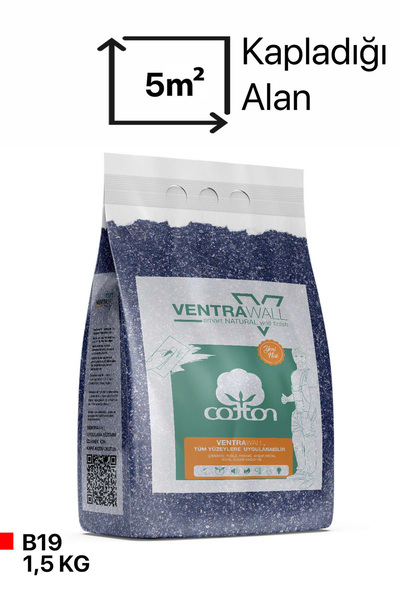 Ventrawall Ipek Sıva | Canlı Sıva | Pamuk Sıva | Isı Ve Ses Yalıtımlı Sıva | %100 Pamuk |b19-1,5 Kg | 5m²