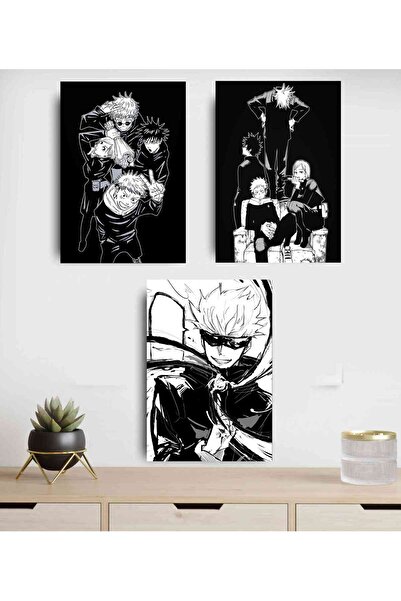 icase Jujutsu Kaisen Satoru Gojo ahşap tablo seti 3'lü