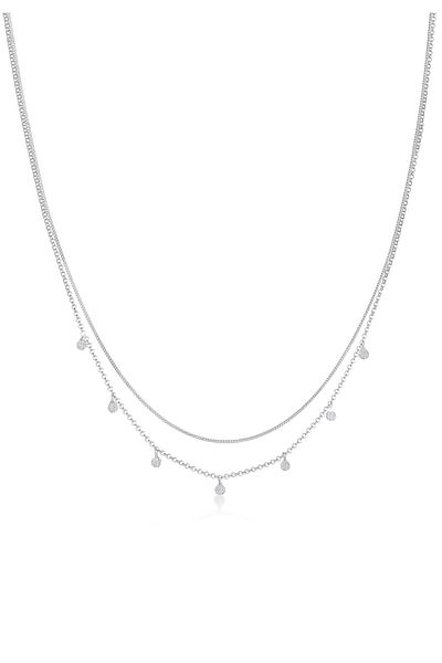 ELLI 925 Silber Halskette Layer Mini Disc Plattchen Gehämmert
