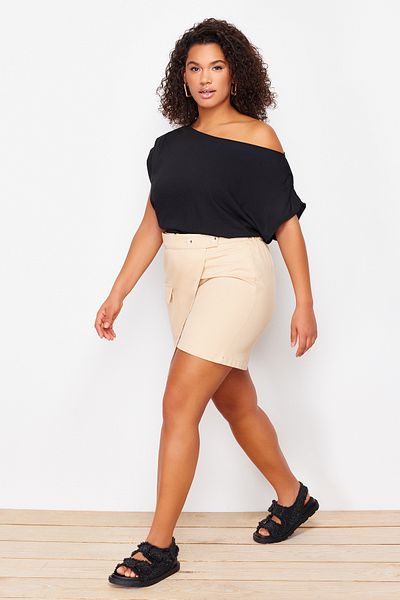 Trendyol Curve Mink Gabardine mini rövidnadrág szoknya - stílusos kivitel
