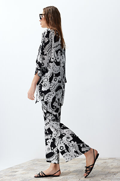 Trendyol Collection Patterned Black Kimono and Pants Set - Twoss24Au00083