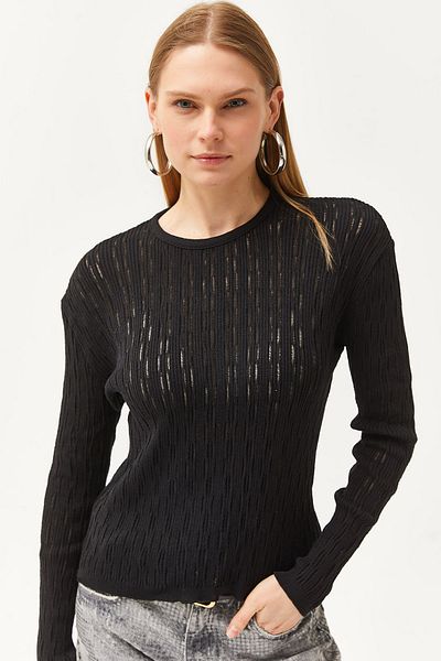Olalook Γυναικεία Πλεκτή Μπλούζα Black Wave BLZ-19002543