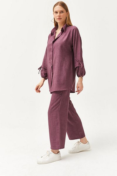 Olalook Women's Dried Rose Lower Upper Linen Set TAL-00000001