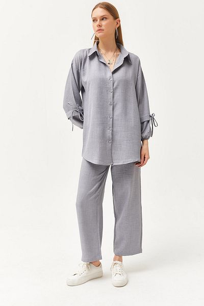 Olalook Γυναικείο σετ λευκών ειδών Lower Top σε Γκρι TAL-00000001