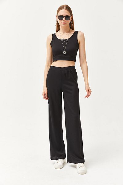 Olalook Women's Black Shirt Blouse Trousers 3-Piece Set TKM-19000270