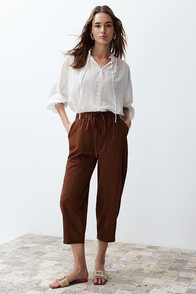 Trendyol Collection Aerobin Woven Brown Harem Pants - TWOSS24PL00088