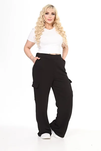 EMEZ Black Loose Sweatpants with Cargo Pocket N