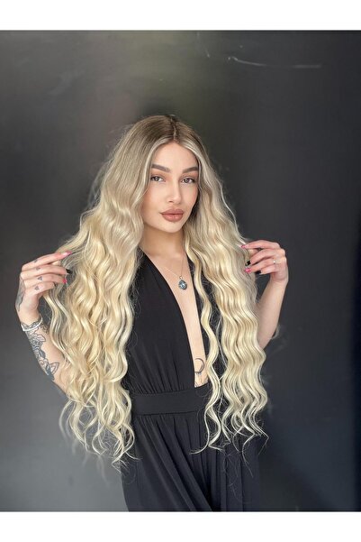 Suzan Peruk Doğal saç 80 cm tül peruk Gerçek Saç Tül peruk Kişiye özel ombreli