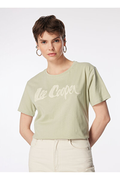 Lee Cooper O Neck Printed Light Khaki Women's T-Shirt 242 Lcf 242005 Londonlogo A. Khaki